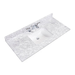 Altair 49" Single Sink Bathroom Vanity Countertop - Oristano in White Carrara Marble - The Home Selection