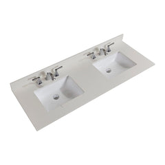 Altair 61" Double Sink Bathroom Vanity Countertop - Belluno in Milano White - The Home Selection