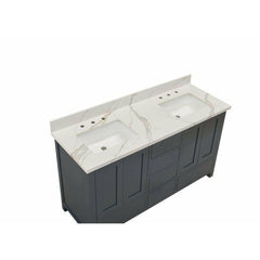 Altair 61" Double Sink Bathroom Vanity Countertop - Eivissia in Calacatta White - The Home Selection