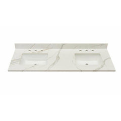 Altair 61" Double Sink Bathroom Vanity Countertop - Eivissia in Calacatta White - The Home Selection