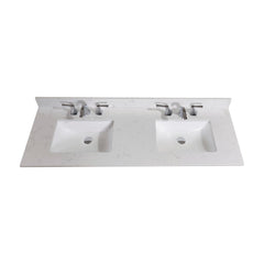 Altair 61" Double Sink Bathroom Vanity Countertop - Frosinone in Jazz White - The Home Selection