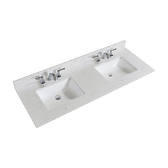 Altair 61" Double Sink Bathroom Vanity Countertop - Frosinone in Jazz White - The Home Selection