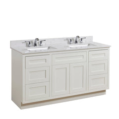 Altair 61" Double Sink Bathroom Vanity Countertop - Frosinone in Jazz White - The Home Selection