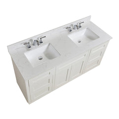 Altair 61" Double Sink Bathroom Vanity Countertop - Frosinone in Jazz White - The Home Selection