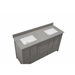 Altair 61" Double Sink Bathroom Vanity Countertop - Madrid in Concrete Grey - The Home Selection
