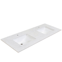 Altair 61" Double Sink Bathroom Vanity Countertop - Salerno in Aosta White - The Home Selection