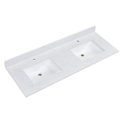 Altair 61" Double Sink Bathroom Vanity Countertop - Salerno in Aosta White - The Home Selection