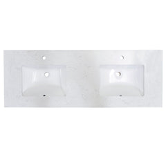 Altair 61" Double Sink Bathroom Vanity Countertop - Salerno in Aosta White - The Home Selection