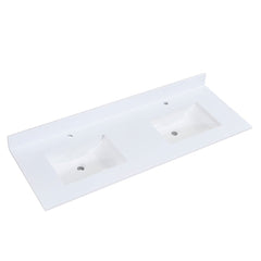 Altair 61" Double Sink Bathroom Vanity Countertop - Viterbo in Snow White - The Home Selection