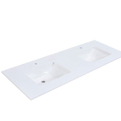 Altair 61" Double Sink Bathroom Vanity Countertop - Viterbo in Snow White - The Home Selection