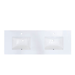 Altair 61" Double Sink Bathroom Vanity Countertop - Viterbo in Snow White - The Home Selection