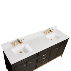 Altair 73" Double Sink Bathroom Vanity Countertop - Frosinone in Jazz White - The Home Selection
