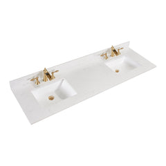 Altair 73" Double Sink Bathroom Vanity Countertop - Frosinone in Jazz White - The Home Selection