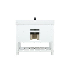 Altair Georgia 42" Single Bathroom Vanity Set in White and Composite Carrara White Stone Top with White Farmhouse Basin - The Home Selection
