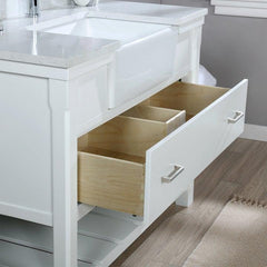 Altair Georgia 42" Single Bathroom Vanity Set in White and Composite Carrara White Stone Top with White Farmhouse Basin - The Home Selection