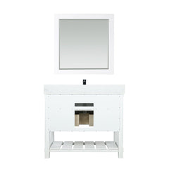Altair Georgia 42" Single Bathroom Vanity Set in White and Composite Carrara White Stone Top with White Farmhouse Basin - The Home Selection