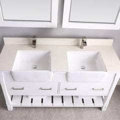 Altair Georgia 60" double Farmhouse Sinks Bathroom Vanity Set with White Farmhouse Basin - The Home Selection