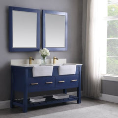 Altair Georgia 60" double Farmhouse Sinks Bathroom Vanity Set with White Farmhouse Basin - The Home Selection