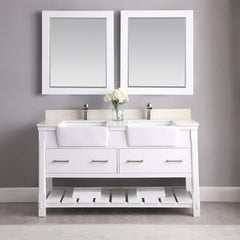 Altair Georgia 60" double Farmhouse Sinks Bathroom Vanity Set with White Farmhouse Basin - The Home Selection
