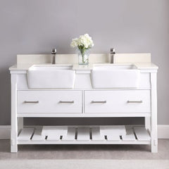 Altair Georgia 60" double Farmhouse Sinks Bathroom Vanity Set with White Farmhouse Basin - The Home Selection