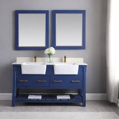 Altair Georgia 60" double Farmhouse Sinks Bathroom Vanity Set with White Farmhouse Basin - The Home Selection