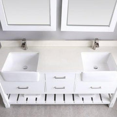 Altair Georgia 72" double farmhouse Sinks Bathroom Vanity Set with White Farmhouse Basin - The Home Selection