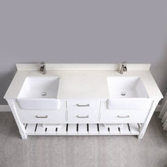 Altair Georgia 72" double farmhouse Sinks Bathroom Vanity Set with White Farmhouse Basin - The Home Selection