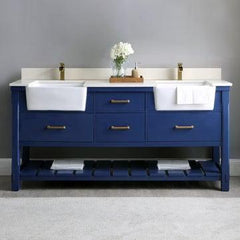 Altair Georgia 72" double farmhouse Sinks Bathroom Vanity Set with White Farmhouse Basin - The Home Selection