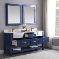 Altair Georgia 72" double farmhouse Sinks Bathroom Vanity Set with White Farmhouse Basin - The Home Selection