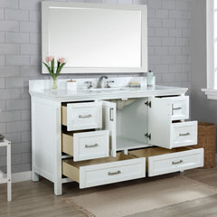 Altair Isla 60" Single Bathroom Vanity Set with Marble Countertop - The Home Selection