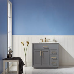 Altair Ivy 36" Single Bathroom Vanity Set in Marble Countertop - The Home Selection
