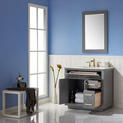 Altair Ivy 36" Single Bathroom Vanity Set in Marble Countertop - The Home Selection