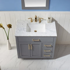 Altair Ivy 36" Single Bathroom Vanity Set in Marble Countertop - The Home Selection