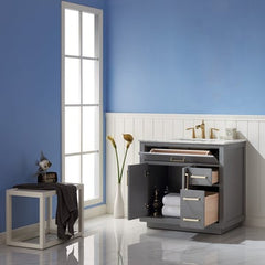 Altair Ivy 36" Single Bathroom Vanity Set in Marble Countertop - The Home Selection