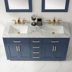 Altair Ivy 60" Double Bathroom Vanity Set in Marble Countertop - The Home Selection