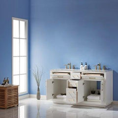 Altair Ivy 60" Double Bathroom Vanity Set in Marble Countertop - The Home Selection