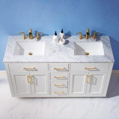 Altair Ivy 60" Double Bathroom Vanity Set in Marble Countertop - The Home Selection