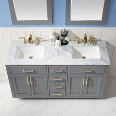 Altair Ivy 60" Double Bathroom Vanity Set in Marble Countertop - The Home Selection