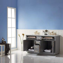 Altair Ivy 60" Double Bathroom Vanity Set in Marble Countertop - The Home Selection