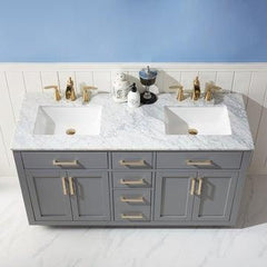 Altair Ivy 60" Double Bathroom Vanity Set in Marble Countertop - The Home Selection