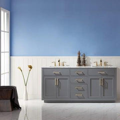 Altair Ivy 72" Double Bathroom Vanity Set in Marble Countertop - The Home Selection