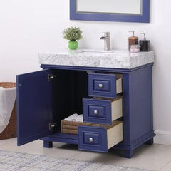 Altair Jardin 36" Single Bathroom Vanity Set in Marble Countertop - The Home Selection
