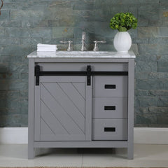 Altair Kinsley 36" Single Bathroom Vanity Set in Marble Countertop - The Home Selection