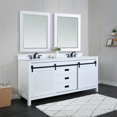 Altair Kinsley 72" Double Sinks Bathroom Vanity Set with Marble Countertop - The Home Selection