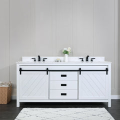 Altair Kinsley 72" Double Sinks Bathroom Vanity Set with Marble Countertop - The Home Selection