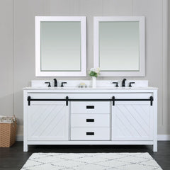 Altair Kinsley 72" Double Sinks Bathroom Vanity Set with Marble Countertop - The Home Selection