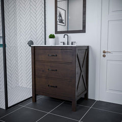 Altair Maribella 30" Single Bathroom Vanity Set in Marble Countertop - The Home Selection