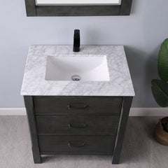 Altair Maribella 30" Single Bathroom Vanity Set in Marble Countertop - The Home Selection