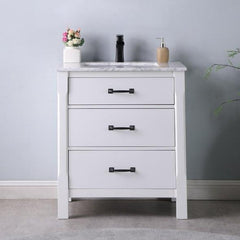 Altair Maribella 30" Single Bathroom Vanity Set in Marble Countertop - The Home Selection