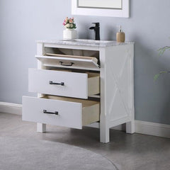 Altair Maribella 30" Single Bathroom Vanity Set in Marble Countertop - The Home Selection